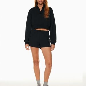 TNA Aritzia Black High Rise  Women's Mini Fleece Shorts, Size XS